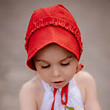 Detské čiapky - Ľanový čepiec s volánom - Little Red Riding Hood - 14482808_