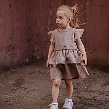 Detské oblečenie - Detské ľanové šaty s volánom - taupe - 14482654_
