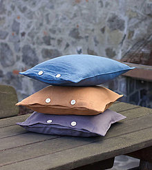 Úžitkový textil - Ľanová obliečka na vankúš (45x45cm jeans modrá) - 14483207_