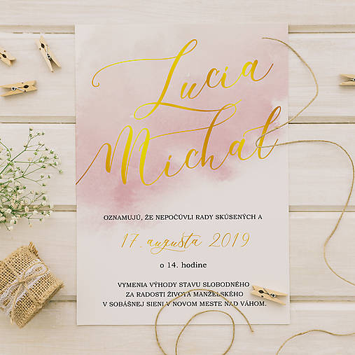 Papiernictvo - Svadobné oznámenie Dusty pink - Zlatotlač - 14485173_