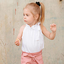 Detské oblečenie - Detské tielko organic s volánom a mašľou - white - 14484207_