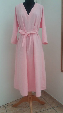 Šaty - Ľanové šaty ružové - 14486102_