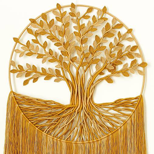Makramé dekorácia "Zlatý strom"
