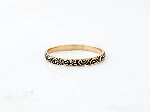 Prstene - 585/1000 zlatý prsten florálny patinovaný (ružové zlato) - 14487892_