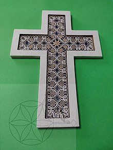 Dekorácie - Kríž zo špaňodolinskou čipkou. - 14486990_