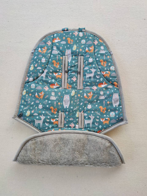 Detský textil - VLNIENKA Vložka do športovej sedačky STOKKE Scoot 3 100% ovčie rúno MERINO TOP SUPER WASH Natural zvieratká Petrol Green - 14487443_