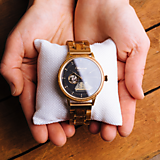 Náramky - Drevené hodinky Seute Deern Gold - 14488011_