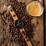 Náramky - Drevené hodinky Barista Espresso Leather - 14488104_