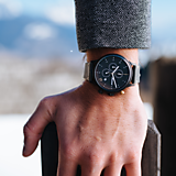 Náramky - Drevené hodinky Barista Oro Leather - 14488180_