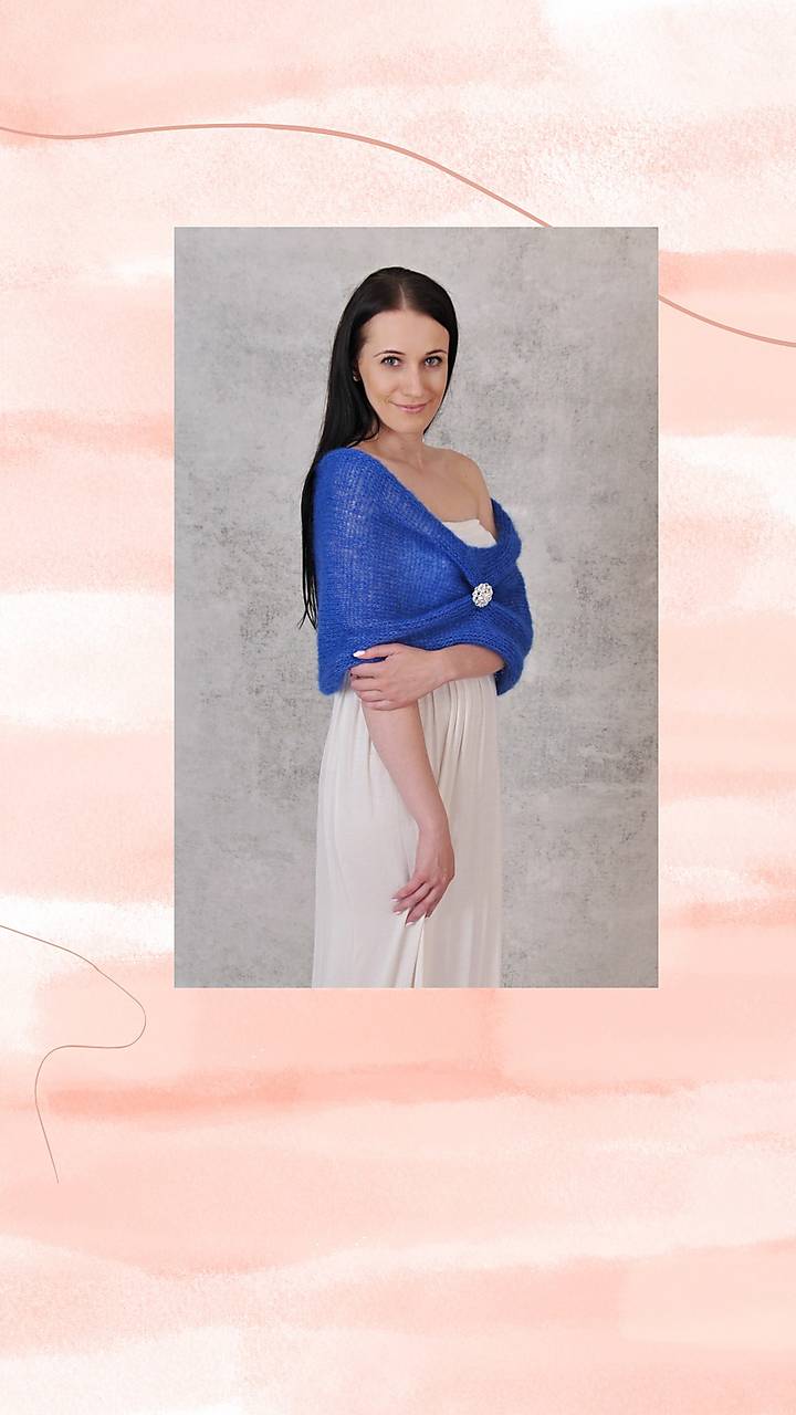 Mohérový tunelový pléd s brošňou Sofia (mohér, hodváb)