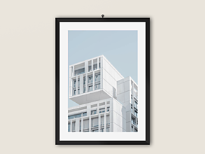 Fotografie - Photo Art| architertúra-biela moderná budova a modrá obloha - 14492326_