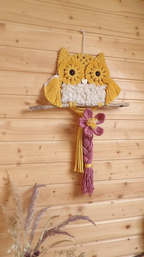 Dekorácie - Bubo huňatá sova veľká  (Žltá) - 14491083_