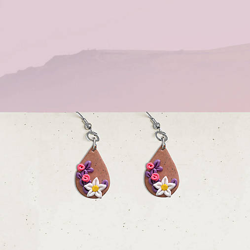 Náušnice - Slzičky s kvetom – náušnice - 14491128_