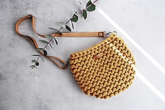 Kabelky - Pletená "chunky" kabelka - farby jesene (Horčicová 020) - 14495893_