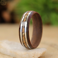 Prstene - Drevený prsteň s jaspisom a oceľou - 14495478_