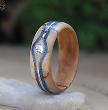 Prstene - Prsteň s lapisom, kryštálom Swarovski a striebrom - 14495553_