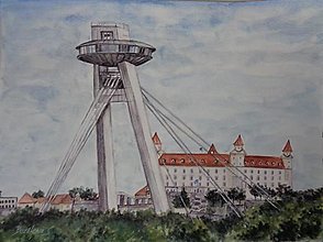 Obrazy - Bratislavské UFO...(akvarel) - 14499385_