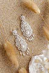 Náušnice - Luxusné krajkované náušnice s visiacimi perličkami (Ag925) - 14499103_
