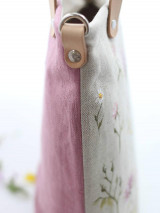 Kabelky - Ručne maľovaná kvetinová kabelka z ľanu "Ružová neha" - 14501936_