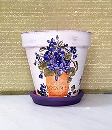 Nádoby - terakotový kvetináč fialky - 14502713_
