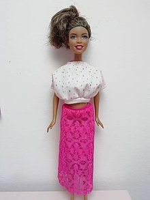 Hračky - Pufovy top a dlhá čipkova sukňa pre Barbie - 14505651_