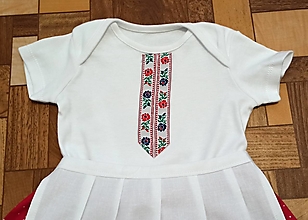 Detské oblečenie - detská folklórna krojová košeľa-body s krátkym rukávom - 14505332_