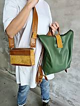Batohy - LESNÝ kožený ruksak - 14504574_