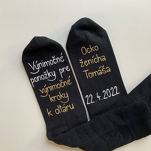 Maľované ponožky pre (ocka ženícha s dátumom)