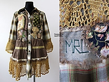 Šaty - Kaki zelené kvetinové šaty/kabátek-Boho Chic - 14506339_