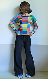 Svetre a kardigány - pestrý pásikový pulover bavlna - 14505145_
