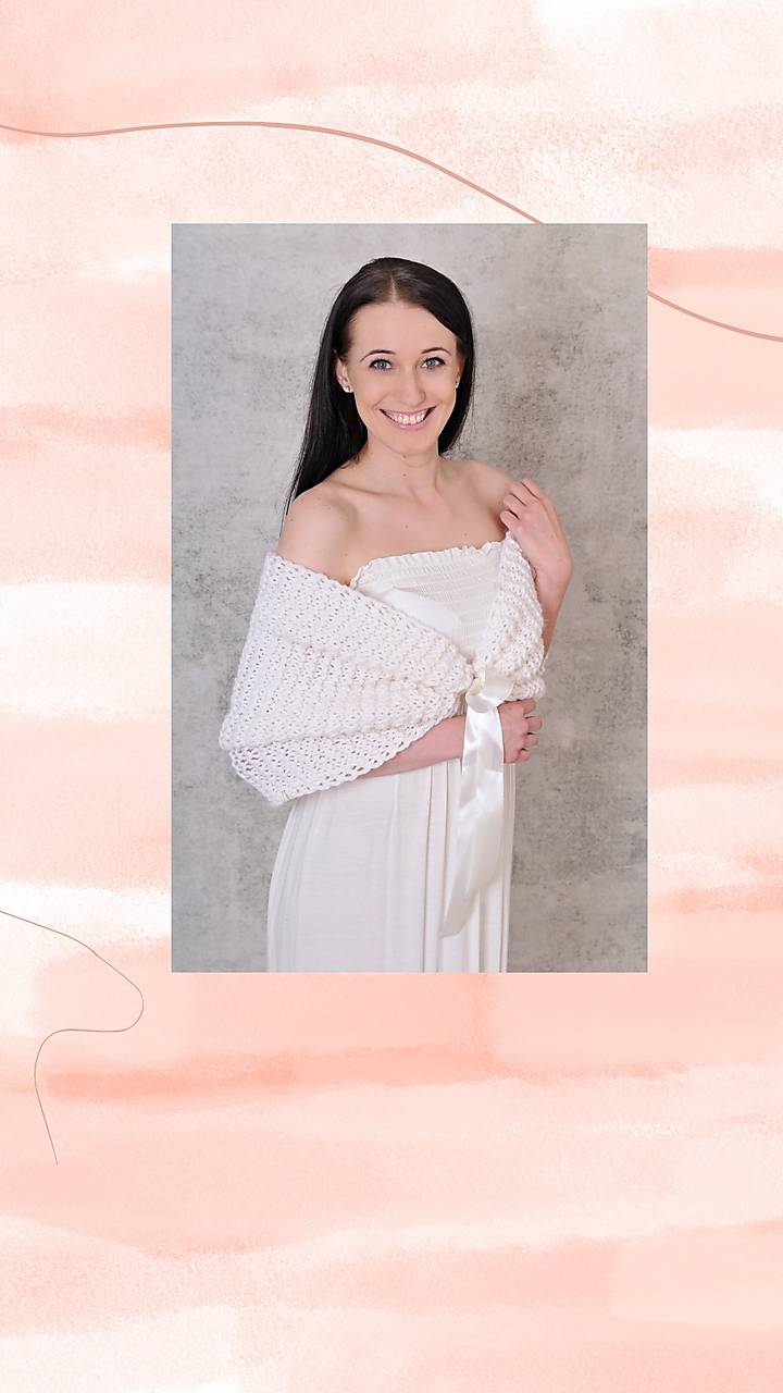 Romantický svadobný pléd so stuhou Charlotte (vlna,alpaca)