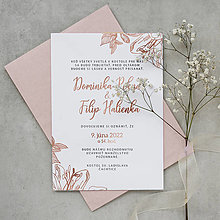 Papiernictvo - Svadobné oznámenie Simple flowers - Ružová zlatotlač - 14507359_