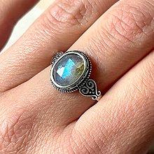 Prstene - Faceted Light Blue Labradorite Ag925 Silver Ring  / Strieborný prsteň so svetlým labradoritom - 14509525_