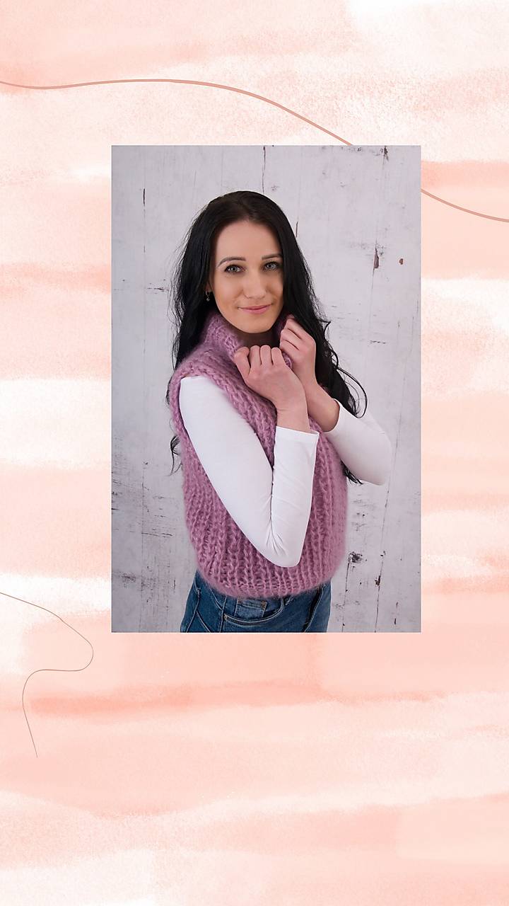 Mohérová vesta- mohér, hodváb