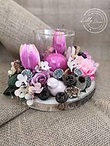 Svietidlá a sviečky - Jarný kvetinkový svietnik ružový  - 14511132_