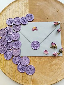 Úložné priestory & Organizácia - Pečatné nálepky  - Origami srdce -  (levanduľová metalická) - 14511093_
