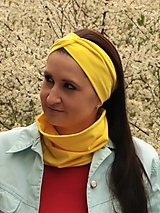 Čiapky, čelenky, klobúky - Prekrížená úpletová čelenka žltá - 14514315_