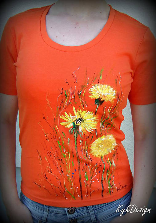 Maľované tričko Púpavy s včielkou