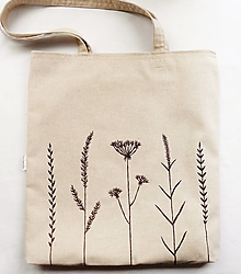 Veľké tašky - Veľká taška dvojvrstvová - Steblá trávy (Ručná malba) - 14513124_