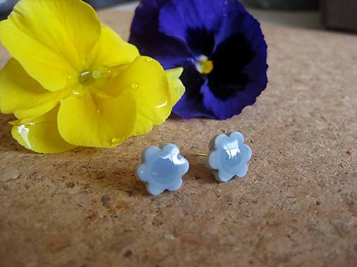 Náušnice - Kvietky (modré, č. 3525) - 14511670_