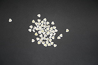 Korálky - Písmenká bielozlaté srdiečko (mix 100ks) 7x4 - 14514038_