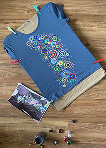 Topy, tričká, tielka - Maľované tričko Circles - 14515028_