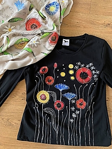 Topy, tričká, tielka - Maľované tričko Kvetinkové - 14515271_