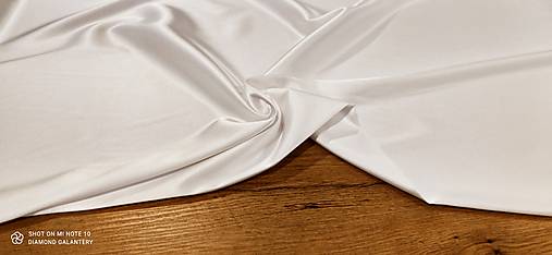 Textil - Satén -Polyester -  Cena za 10 centimetrov (Biely) - 14515937_