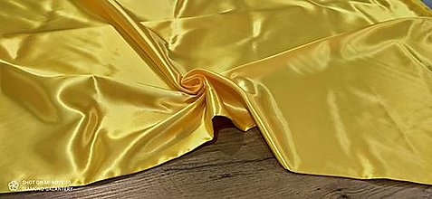 Textil - Satén -Polyester -  Cena za 10 centimetrov (Zlato Žltý) - 14515935_
