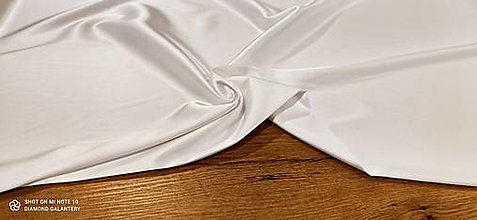 Textil - Satén -Polyester -  Cena za 10 centimetrov (Biely) - 14515937_