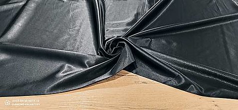 Textil - Satén -Polyester -  Cena za 10 centimetrov (Čierny) - 14515948_