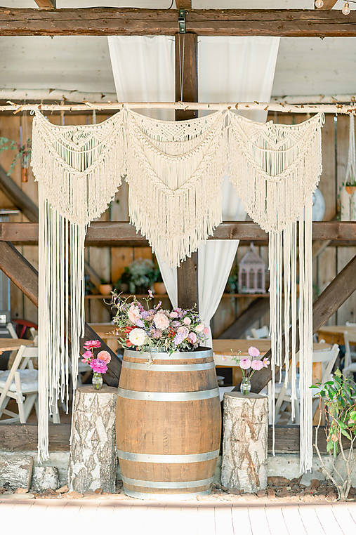 Dekorácie - BOHO makramé slávobrána - 14515364_