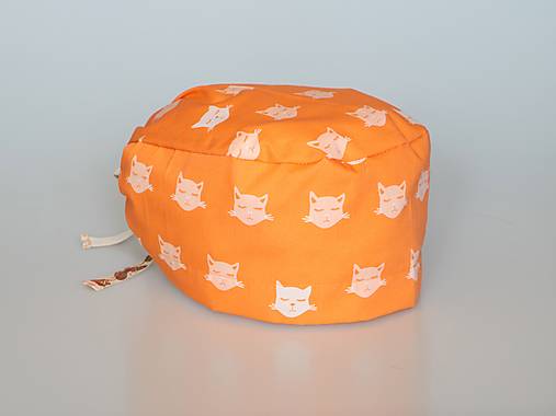 Dizajnová operačná / chirurgická čiapka mačky oranžová