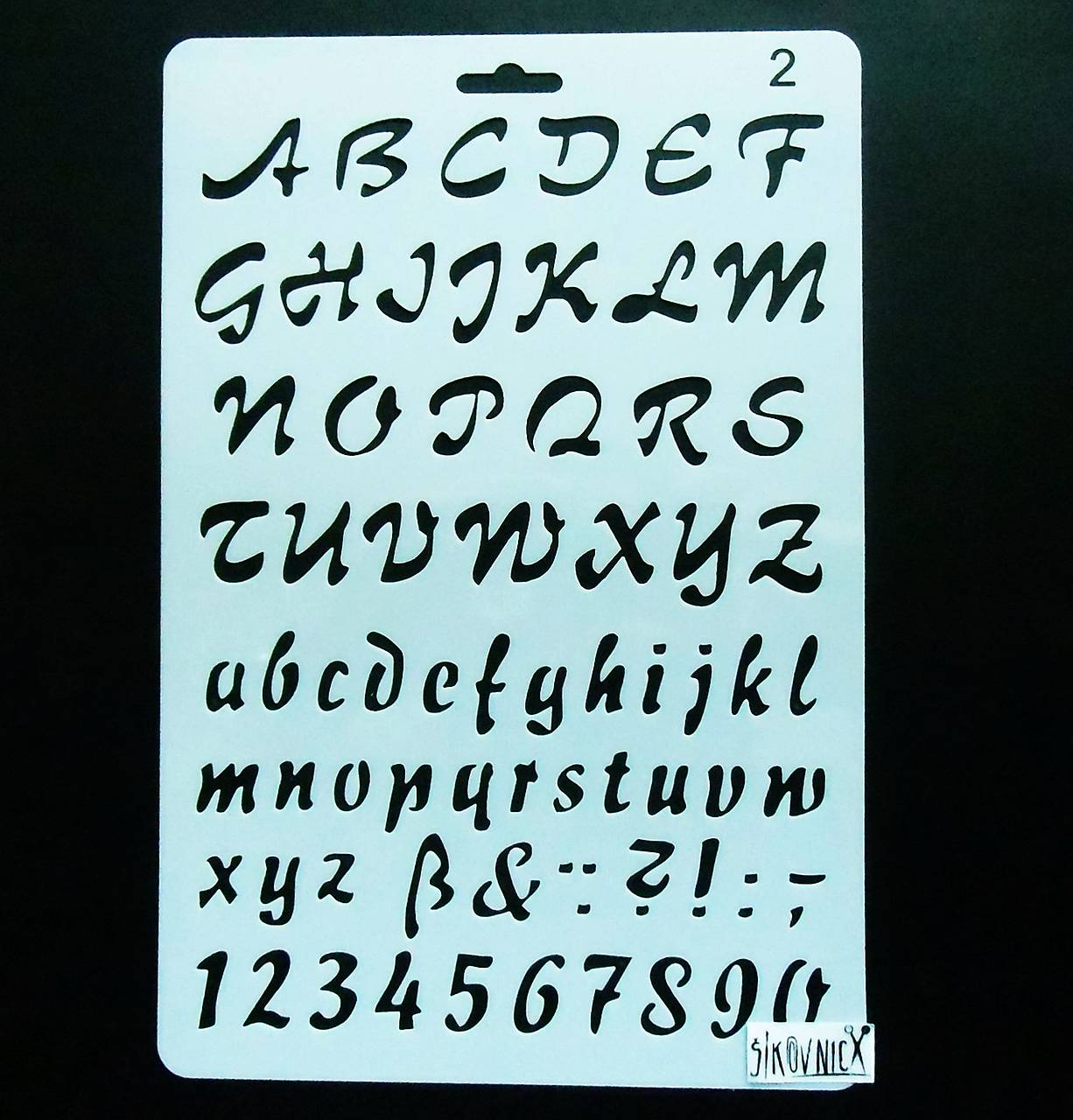 Šablóna - 26x17 cm - abeceda, ozdobné písmo